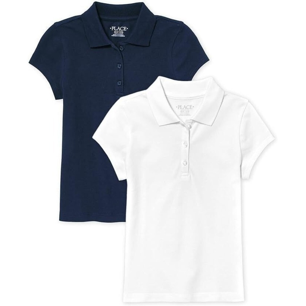 The Children's Place Multipack Short Sleeve Pique Polos - Tidal Blue/White - XL